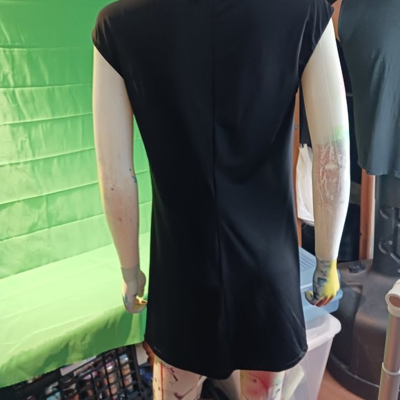 plunging collar polyester dress black women zokai medium - Picture 6 of 7